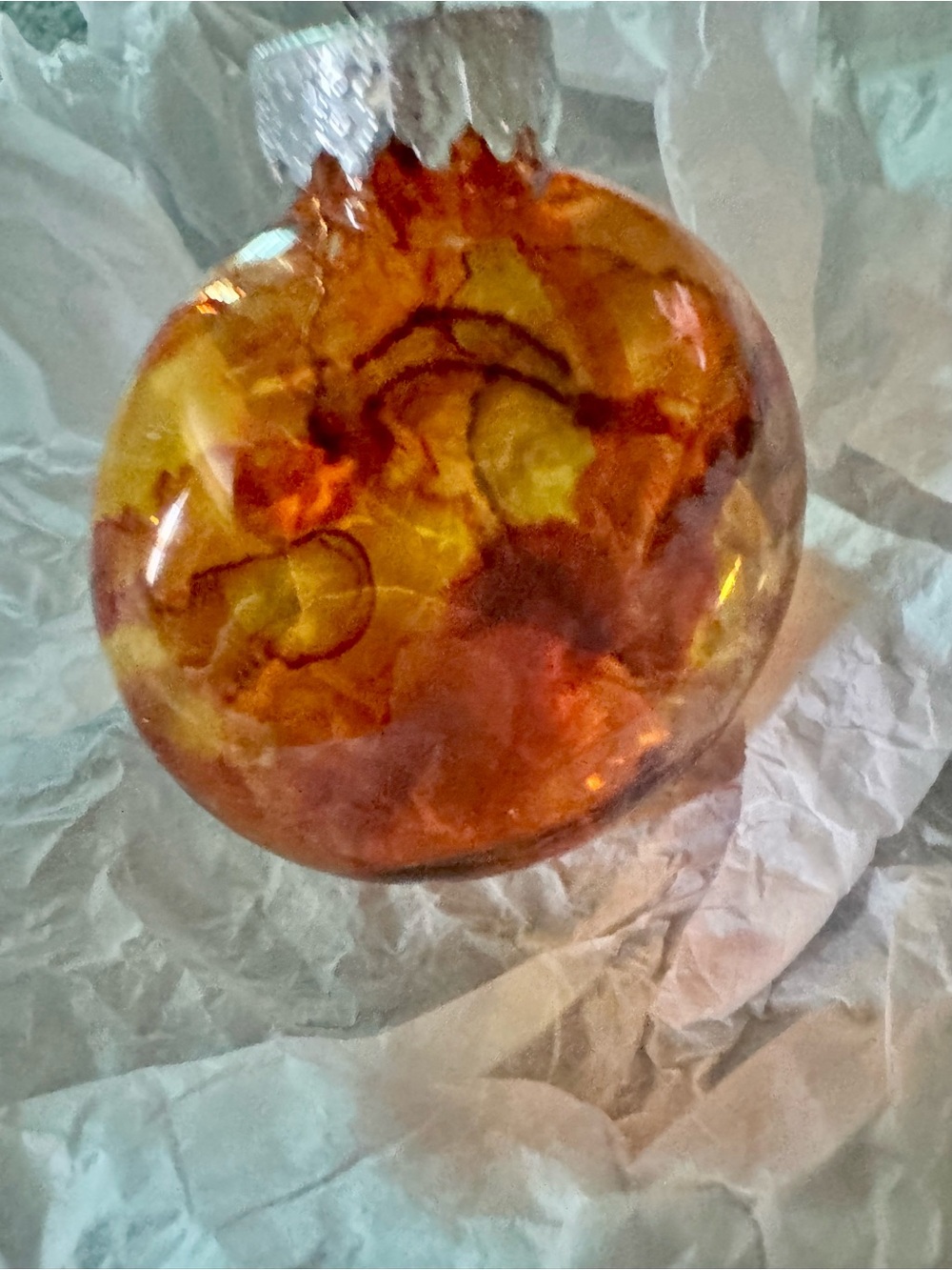 Alcohol Ink Autumn Amber Ornament - Picture 3 of 3